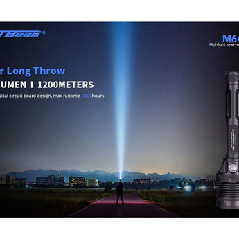 JetBeam M64 USB-C Rechargeable LED Search Light - Luminus SBT-90 - 6800 Lumens - Includes 2 x 21700