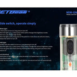 Jetbeam Mini One SC Rechargeable LED Keylight - 400 Lumens - Uses Built-in Li-ion Battery Pack