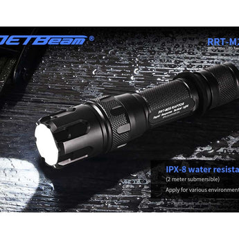 Jetbeam RRT-M2S White Laser Tactical Flashlight - 480 Lumens - Includes 1 x 5100mAh 21700