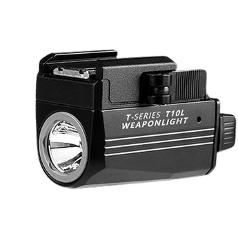 JETBeam T10L USB-C Rechargeable LED Weapon Light with Red or Green Laser - CREE XP-L HI - 680 Lumens - 655nm - Uses Built-in 400mAh Li-Poly Battery Pack