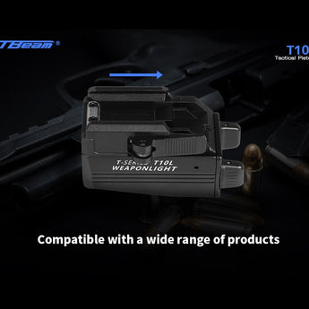 JETBeam T10L USB-C Rechargeable LED Weapon Light with Red or Green Laser - CREE XP-L HI - 680 Lumens - 655nm - Uses Built-in 400mAh Li-Poly Battery Pack