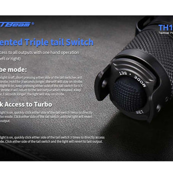 JETBeam TH10R USB-C Rechargeable LED Flashlight - CREE XHP35 - 2000 Lumens - Includes 1 x 18650