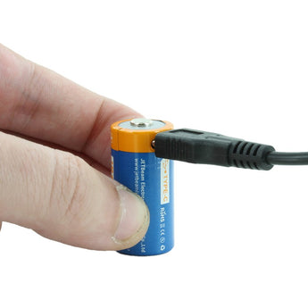 JETBeam JR160 16340 700mAh 3.7V Protected Lithium Ion (Li-ion) Button Top Battery with Micro USB Charging Port