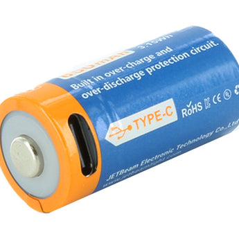 JETBeam JR160 16340 700mAh 3.7V Protected Lithium Ion (Li-ion) Button Top Battery with Micro USB Charging Port
