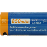 JETBeam JR160 16340 700mAh 3.7V Protected Lithium Ion (Li-ion) Button Top Battery with Micro USB Charging Port