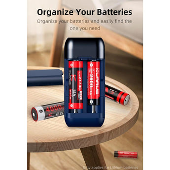 Klarus K2A 3-in-1 2-Bay Smart Charger, Power Bank and Battery Holder for 18650, 20700, and 21700 Batteries