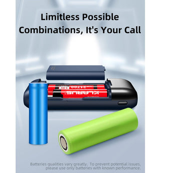 Klarus K2A 3-in-1 2-Bay Smart Charger, Power Bank and Battery Holder for 18650, 20700, and 21700 Batteries