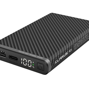 Klarus K5 10000mAh Waterproof Power Bank - Dual USB Ports - Carbon Fiber Build with Digital Screen