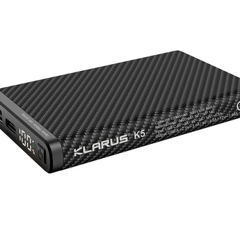 Klarus K5 10000mAh Waterproof Power Bank - Dual USB Ports - Carbon Fiber Build with Digital Screen