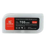 Klarus UR70 16340 700mAh 3.7V Protected Lithium Ion (Li-Ion) Button Top Battery with Micro USB Charging Port - Plastic Case