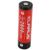 Klarus 18650 2600mAh 3.7V Lithium Ion (Li-ion) Protected Button Top Battery - Plastic Box (18650BAT-26)