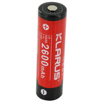 Klarus 18650 2600mAh 3.7V Lithium Ion (Li-ion) Protected Button Top Battery - Plastic Box (18650BAT-26)