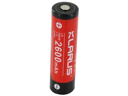 Klarus 18650 2600mAh 3.7V Lithium Ion (Li-ion) Protected Button Top Battery - Plastic Box (18650BAT-26)