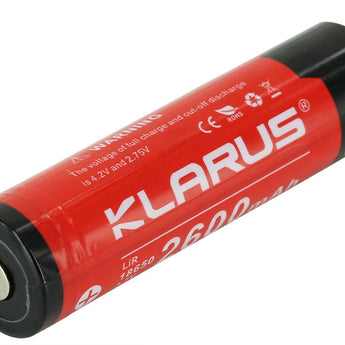 Klarus 18650 2600mAh 3.7V Lithium Ion (Li-ion) Protected Button Top Battery - Plastic Box (18650BAT-26)