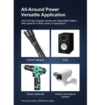 Klarus 18GT-40 18650 4000mAh 3.6V 10A Protected Lithium Ion (Li-ion) Button Top Battery