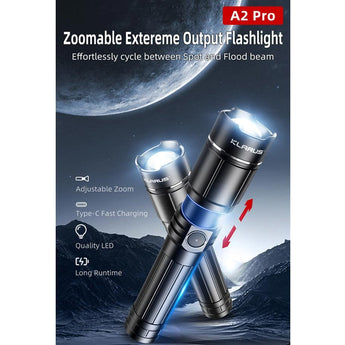 Klarus A2 Pro USB-C Rechargeable LED Flashlight - 1450 Lumens - Includes 1 x 21700