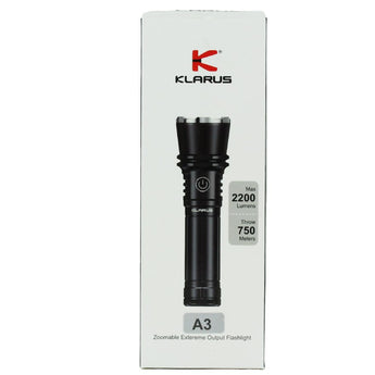 Klarus A3 USB-C Rechargeable Zoomable LED Flashlight - 2200 Lumens - Includes 1 x 21700