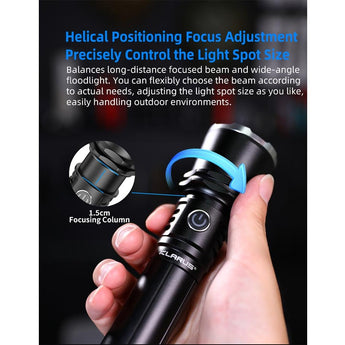 Klarus A3 USB-C Rechargeable Zoomable LED Flashlight - 2200 Lumens - Includes 1 x 21700