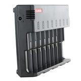 klarus c8 charger propped up standing vertically angled to the right