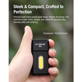 Klarus E8 Rechargeable Swivel-Head EDC Flashlight - 1000 Lumens - 2 x Samsung LH351 - Uses Built-in 1000mAh Li-ion Battery Pack - Multiple Color Options