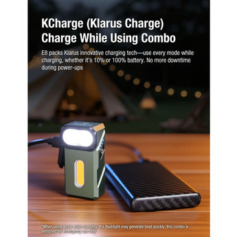 Klarus E8 Rechargeable Swivel-Head EDC Flashlight - 1000 Lumens - 2 x Samsung LH351 - Uses Built-in 1000mAh Li-ion Battery Pack - Multiple Color Options
