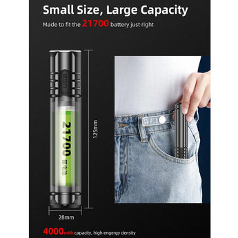 Klarus EC20 USB-C Rechargeable LED Flashlight - Luminus SST-20-WCS - 1100 Lumens - Includes 1 x 21700 - With or Without Power Bank Function