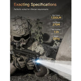 Klarus GL5 LED Weapon Light - CREE XP-L2 HD V6 - 1200 Lumens - Includes 2 x CR123A