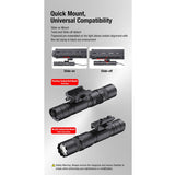 Klarus GL6 USB-C rechargeable Rail Mounted LED Weapon Light - 1600 Lumens - 520nm Green laser - Includes 1 x 18650