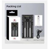 Klarus K2 2-bay USB Smart Charger with LED Indicator for Li-ion, NiMh and NiCd Batteries