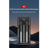 Klarus K2 2-bay USB Smart Charger with LED Indicator for Li-ion, NiMh and NiCd Batteries