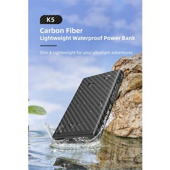 Klarus K5 10000mAh Waterproof Power Bank - Dual USB Ports - Carbon Fiber Build with Digital Screen