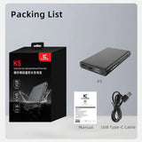 Klarus K5 10000mAh Waterproof Power Bank - Dual USB Ports - Carbon Fiber Build with Digital Screen