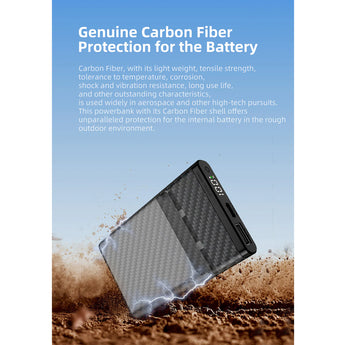 Klarus K5 10000mAh Waterproof Power Bank - Dual USB Ports - Carbon Fiber Build with Digital Screen