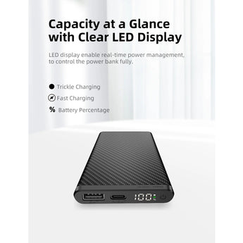 Klarus K5 10000mAh Waterproof Power Bank - Dual USB Ports - Carbon Fiber Build with Digital Screen