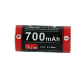 Klarus UR70 16340 700mAh 3.7V Protected Lithium Ion (Li-Ion) Button Top Battery with Micro USB Charging Port - Plastic Case