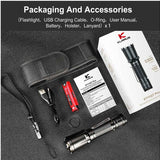 Klarus XT11GT Pro V2.0 USB-C Rechargeable Tactical LED Flashlight - Luminus SST-70 - 3300 Lumens - Uses 2 x CR123A or 1 x 18650 (Included) - Black or Wolf Grey