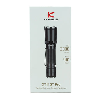 Klarus XT11GT Pro V2.0 USB-C Rechargeable Tactical LED Flashlight - Luminus SST-70 - 3300 Lumens - Uses 2 x CR123A or 1 x 18650 (Included) - Black or Wolf Grey