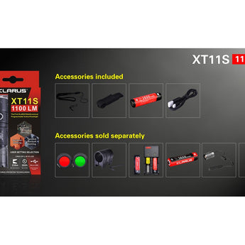 Klarus XT11S Rechargeable Flashlight - CREE XP-L HI V3 LED - 1100 Lumens - Uses 2 x CR123A or 1 x 18650 (Included)