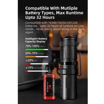 Klarus XT1C Tactical LED Flashlight - CREE XP-L HI 1D - 1000 Lumens - Includes 1 x USB-C Rechargeable 16340