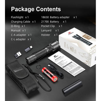 Klarus XT21X Pro Rechargeable LED Flashlight - CREE XHP70.2 - 4400 Lumens - Includes 1 x 21700