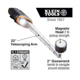 Klein Tools Telescoping Magnetic LED Light and Pickup Tool - 25 Lumens - Includes 2 x AAA