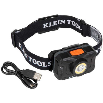 Klein Tools Rechargeable 2-Color LED Headlamp with Adjustable Strap - 800 Lumens - Uses Built-In Li-ion Battery Pack