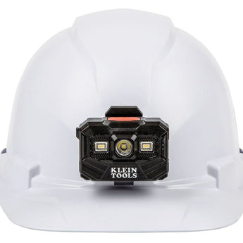 Klein Tools Non-Vented Class E Hard Hat with USB-C Rechargeable Headlamp - 300 Lumens - Uses Buil-In Li-ion Battery Pack (60107RL)