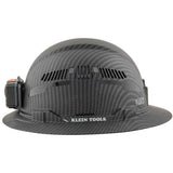 Klein Tools Premium Karbn Pattern Class C Hard Hat with Rechargeable Headlamp - 400 Lumens - Uses Built-In Li-ion Battery Pack