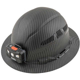 Klein Tools Premium Karbn Pattern Class C Hard Hat with Rechargeable Headlamp - 400 Lumens - Uses Built-In Li-ion Battery Pack