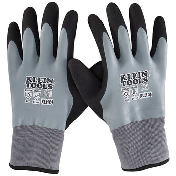 klein tools 60390 winter dipped xl gloves backside, both gloves shown