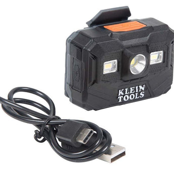 Klein Tools Vented Hard Hat with Rechargeable Headlamp - 300 Lumens - Uses Built-In Li-ion Battery Pack (60407RL)