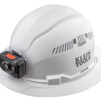 Klein Tools Vented Hard Hat with Rechargeable Headlamp - 300 Lumens - Uses Built-In Li-ion Battery Pack (60407RL)