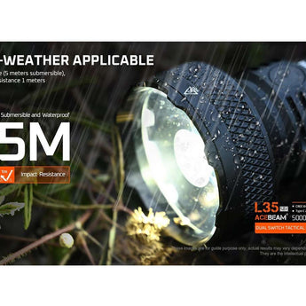 Acebeam L35 V2.0 LED Flashlight - 5000 Lumens - CREE XHP70.3 Hi - Includes 1 x USB-C Rechargeable 21700 - Anodized Black, Green, Blue or Micro-Arc Oxidation (MAO) Gray Marbling