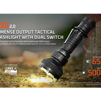 Acebeam L35 V2.0 LED Flashlight - 5000 Lumens - CREE XHP70.3 Hi - Includes 1 x USB-C Rechargeable 21700 - Anodized Black, Green, Blue or Micro-Arc Oxidation (MAO) Gray Marbling